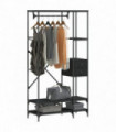 vidaXL Clothes Rack with Shelves Black Engineered Wood