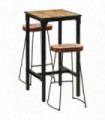 vidaXL 3 Piece Bar Set Solid Rough Wood Mango and Metal