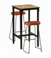 vidaXL 3 Piece Bar Set Solid Rough Wood Mango and Metal