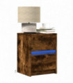 vidaXL Bedside Cabinets with LED Lights 2 pcs Smoked Oak Engineered Wood