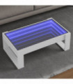 vidaXL Coffee Table with Infinity LED White 90x53x30 cm