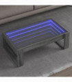 vidaXL Coffee Table with Infinity LED Grey Sonoma 90x53x30 cm