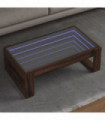 vidaXL Coffee Table with Infinity LED Brown Oak 90x53x30 cm
