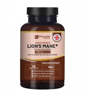 Lions Mane Mushroom Supplement 4000mg with Vitamin B1, B6, B12 & Black Pepper