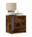 vidaXL Bedside Cabinet with LED Lights Smoked Oak Engineered Wood