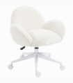 HOMCOM Fluffy Leisure Chair Office Chair with Backrest Wheels Cream White