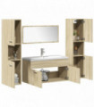 vidaXL 5 Piece Bathroom Furniture Set Sonoma Oak Engineered Wood