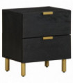 vidaXL Bedside Cabinet Black 40x33x46 cm Solid Wood Mango