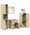 vidaXL 3 Piece Bathroom Furniture Set Sonoma Oak Engineered Wood