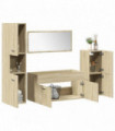 vidaXL 4 Piece Bathroom Furniture Set Sonoma Oak Engineered Wood