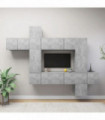 vidaXL 10 Piece TV Cabinet Set Concrete Grey Engineered Wood