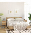 vidaXL Bedside Cabinets 2 pcs White Solid Wood Pine and Natural Rattan