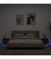 vidaXL Bedside Cabinets with LED Lights 2 pcs Smoked Oak 40x39x37 cm