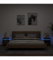 vidaXL Bedside Cabinets with LED Lights 2 pcs Smoked Oak 40x39x48.5 cm