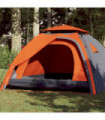 vidaXL Camping Tent Dome 4-Person Grey and Orange Quick Release