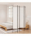 4-Panel Room Divider White 160x220 cm Fabric