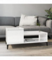 Coffee Table High Gloss White 100x50x45 cm Engineered Wood