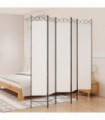 5-Panel Room Divider White 200x220 cm Fabric