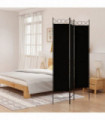 3-Panel Room Divider Black 120x200 cm Fabric