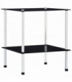 vidaXL 2-Tier Shelf Black 40x40x47 cm Tempered Glass