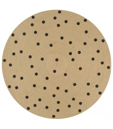 Handmade Rug Jute with Print Polka Dot 120 cm