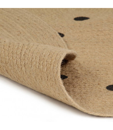 Handmade Rug Jute with Print Polka Dot 120 cm