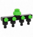 vidaXL 4-Way Tap Adaptor Green and Black 19.5x6x11 cm ABS & PP