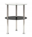 2-Tier Side Table Transparent & Black 38 cm Tempered Glass