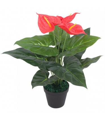 Artificial Anthurium Plant with Pot 45 cm Red and Yellow