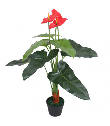 Artificial Anthurium Plant with Pot 90 cm Red and Yellow