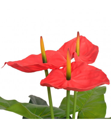 Artificial Anthurium Plant with Pot 90 cm Red and Yellow