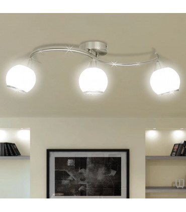 Ceiling Lamp with Glass Shades on Waving Rail for 3 E14 Bulb