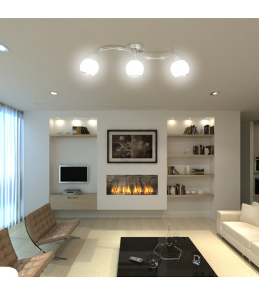 Ceiling Lamp with Glass Shades on Waving Rail for 3 E14 Bulb