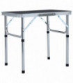 Folding Camping Table Grey Aluminium 60x45 cm