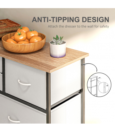 HOMCOM Bedroom Chest of Drawers Fabric Dresser w/ Foldable Drawers Multicolour