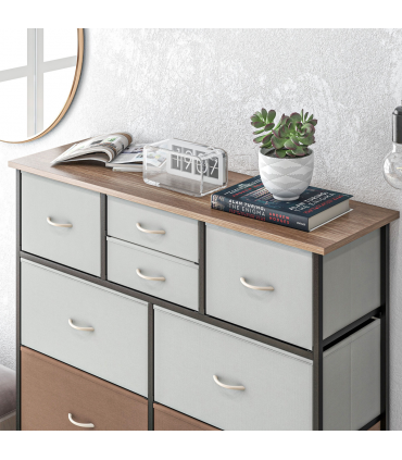 HOMCOM Bedroom Chest of Drawers Fabric Dresser w/ Foldable Drawers Multicolour