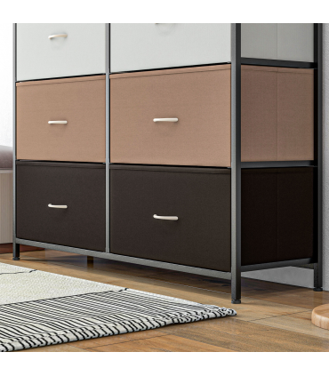 HOMCOM Bedroom Chest of Drawers Fabric Dresser w/ Foldable Drawers Multicolour