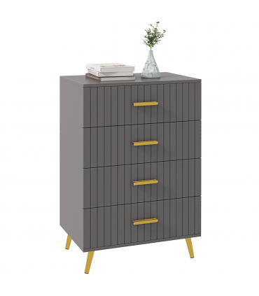 HOMCOM Bedroom Chest of Drawers, 4-Drawer Dresser with Aluminium Legs