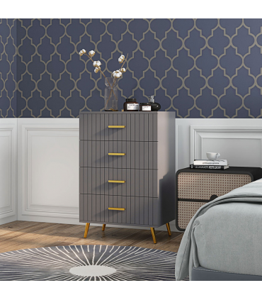 HOMCOM Bedroom Chest of Drawers, 4-Drawer Dresser with Aluminium Legs