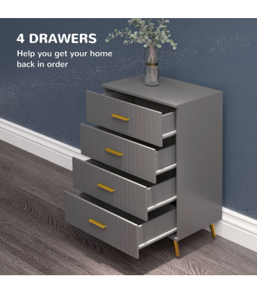 HOMCOM Bedroom Chest of Drawers, 4-Drawer Dresser with Aluminium Legs