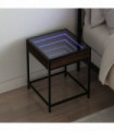 vidaXL Bedside Table with Infinity LED Brown Oak 40x40x51 cm