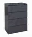HOMCOM Bedroom Chest of Drawers, High Gloss 4 Drawers Dresser, Drawer Unit