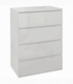 HOMCOM Bedroom Chest of Drawers, High Gloss 4 Drawers Dresser, Drawer Unit