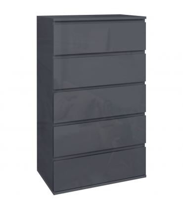 HOMCOM Bedroom Chest of Drawers, High Gloss 5 Drawers Dresser, Drawer Unit