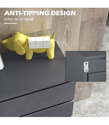 HOMCOM Bedroom Chest of Drawers, High Gloss 5 Drawers Dresser, Drawer Unit