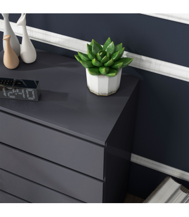 HOMCOM Bedroom Chest of Drawers, High Gloss 5 Drawers Dresser, Drawer Unit