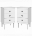 HOMCOM Bedside Table Set of 2, Bedside Cabinet w/ 3 Drawers, Modern Side Table,