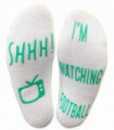 Vinsani 'Shhh I'm Watching Football' Funny Ankle Socks, Gift For Football Fans - White