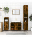 vidaXL Bathroom Cabinet Smoked Oak 30x30x100 cm Engineered Wood