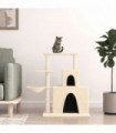 vidaXL Cat Tree with Sisal Scratching Posts Cream 83 cm